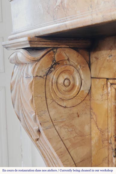 Restoration period lion paw fireplace, in Siena Yellow marble Restoration period lion paw fireplace, in Siena Yellow marble-5
