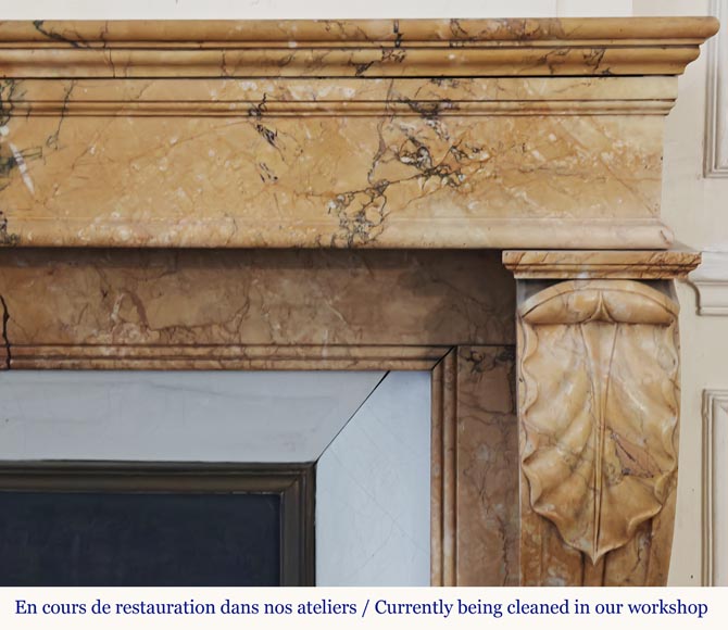 Restoration period lion paw fireplace, in Siena Yellow marble Restoration period lion paw fireplace, in Siena Yellow marble-7