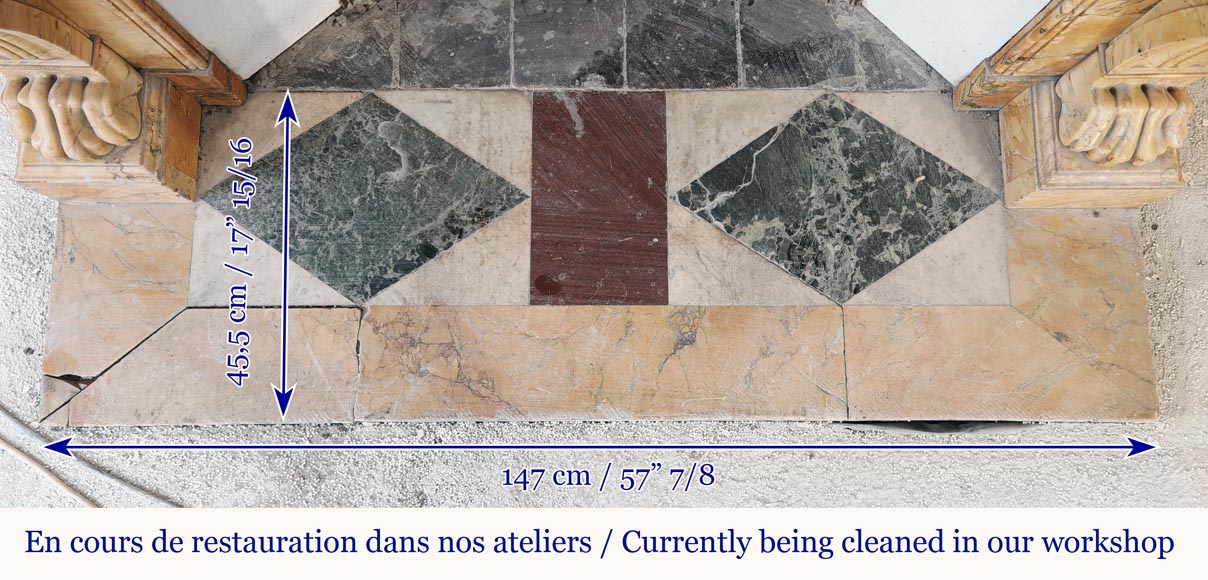 Restoration period lion paw fireplace, in Siena Yellow marble Restoration period lion paw fireplace, in Siena Yellow marble-9