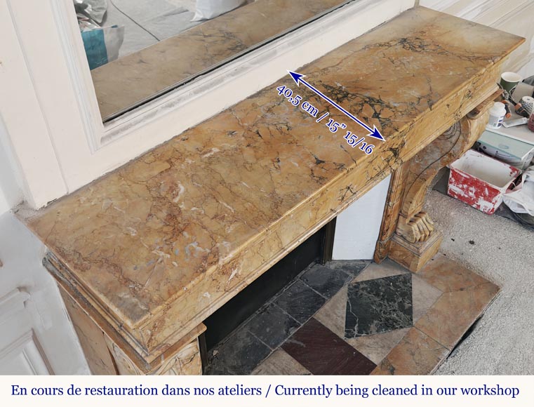 Restoration period lion paw fireplace, in Siena Yellow marble Restoration period lion paw fireplace, in Siena Yellow marble-10