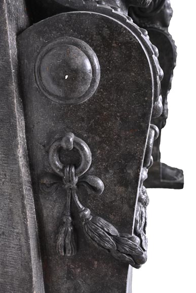 Black Granite Fireplace with Sculpted Male Figures – 18th Century Black Granite Fireplace with Sculpted Male Figures – 18th Century-6