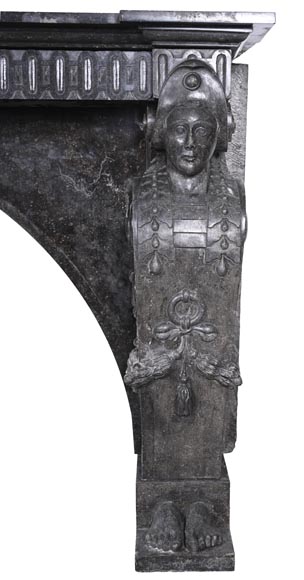 Black Granite Fireplace with Sculpted Male Figures – 18th Century Black Granite Fireplace with Sculpted Male Figures – 18th Century-9