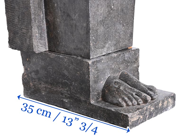 Black Granite Fireplace with Sculpted Male Figures – 18th Century Black Granite Fireplace with Sculpted Male Figures – 18th Century-14