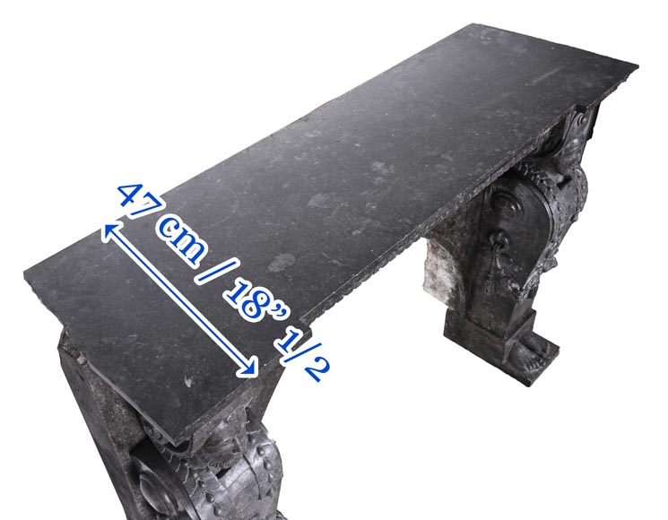 Black Granite Fireplace with Sculpted Male Figures – 18th Century Black Granite Fireplace with Sculpted Male Figures – 18th Century-15