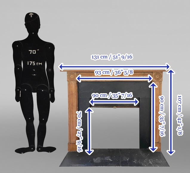 Louis XVI-Style Fireplace in Pine and Slate Louis XVI-Style Fireplace in Pine and Slate-7