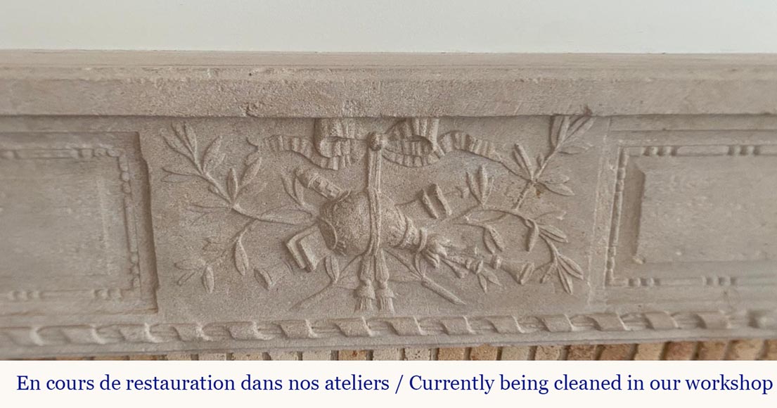 Louis XVI Period Fireplace in Carved Stone Louis XVI Period Fireplace in Carved Stone-1