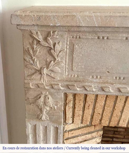 Louis XVI Period Fireplace in Carved Stone Louis XVI Period Fireplace in Carved Stone-4