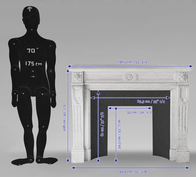Louis XVI style fireplace in Carrara marble with sunflowers Louis XVI style fireplace in Carrara marble with sunflowers-9