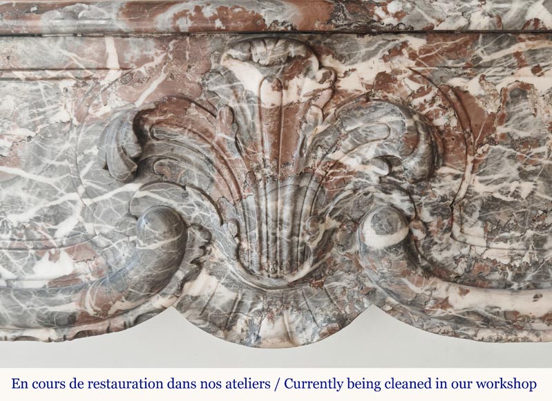 Louis XV period fireplace in Royal Red, decorated with a palmette Louis XV period fireplace in Royal Red, decorated with a palmette-1