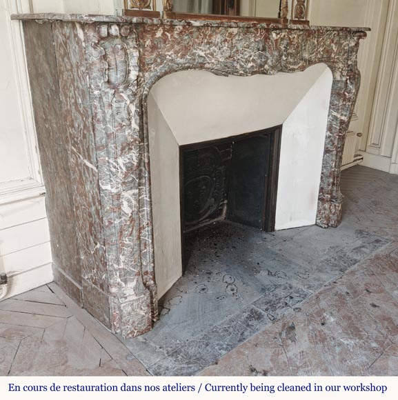 Louis XV period fireplace in Royal Red, decorated with a palmette Louis XV period fireplace in Royal Red, decorated with a palmette-4