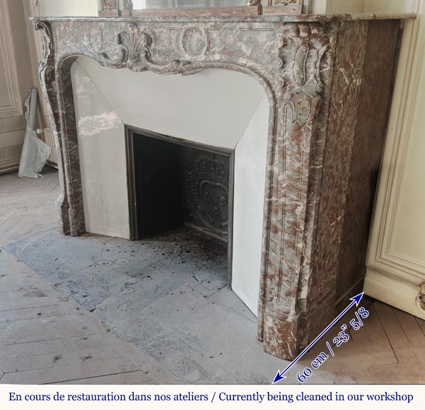 Louis XV period fireplace in Royal Red, decorated with a palmette Louis XV period fireplace in Royal Red, decorated with a palmette-7