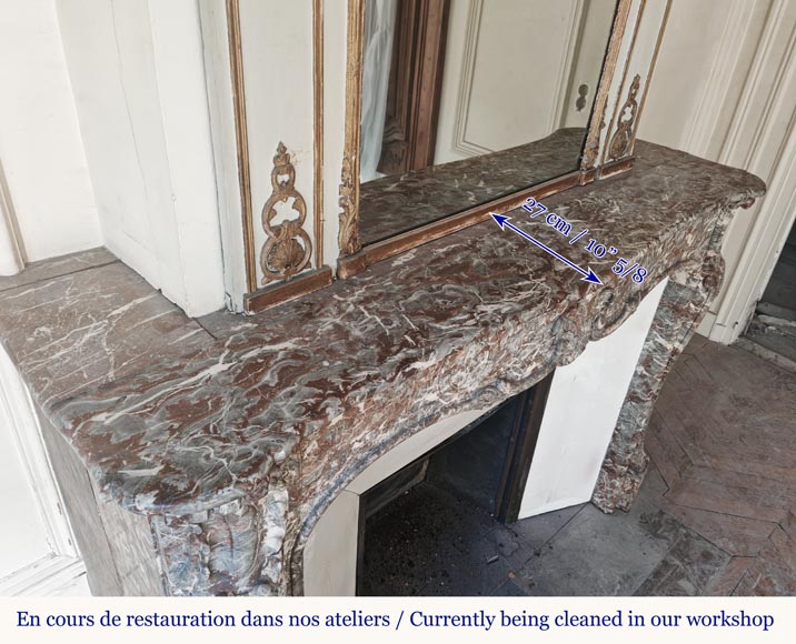 Louis XV period fireplace in Royal Red, decorated with a palmette Louis XV period fireplace in Royal Red, decorated with a palmette-11