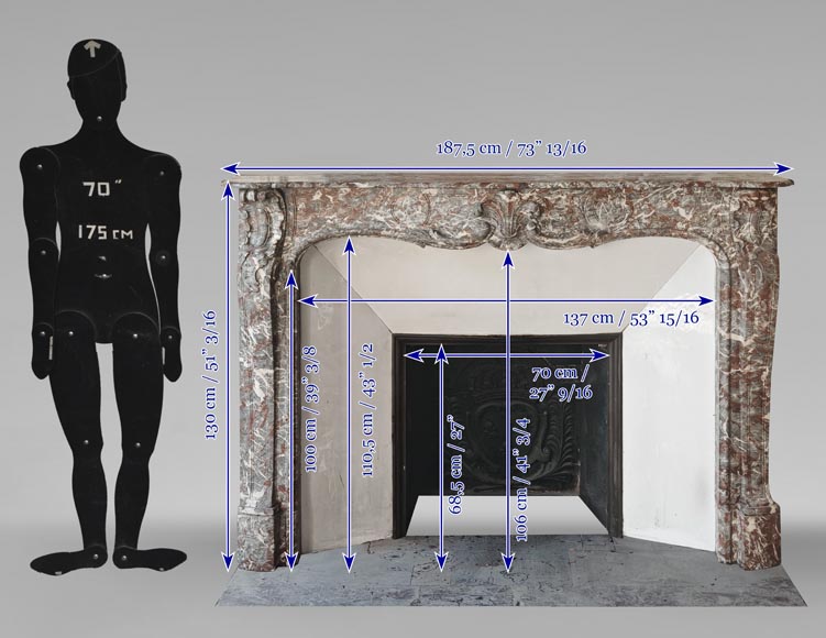 Louis XV period fireplace in Royal Red, decorated with a palmette Louis XV period fireplace in Royal Red, decorated with a palmette-13