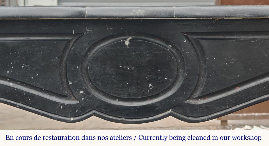 Small Louis XV style fireplace, Pompadour model, in speckled black marble Small Louis XV style fireplace, Pompadour model, in speckled black marble-1