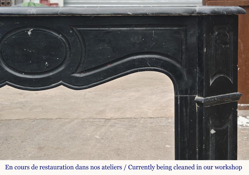 Small Louis XV style fireplace, Pompadour model, in speckled black marble Small Louis XV style fireplace, Pompadour model, in speckled black marble-6