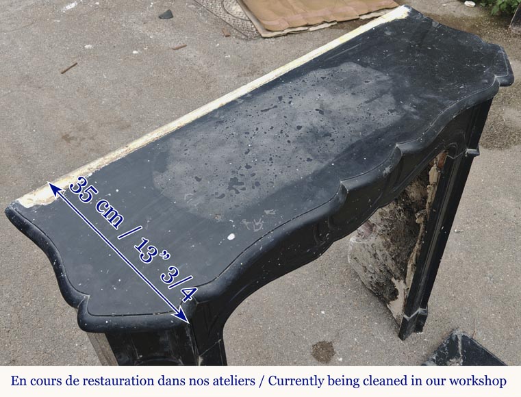 Small Louis XV style fireplace, Pompadour model, in speckled black marble Small Louis XV style fireplace, Pompadour model, in speckled black marble-9