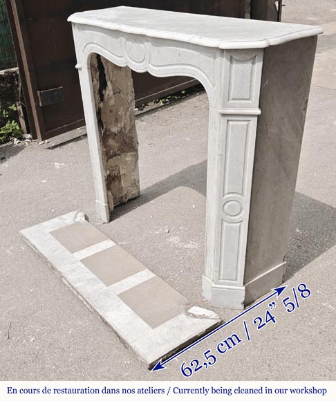 Louis XV style fireplace, Pompadour model, in Carrara marble Louis XV style fireplace, Pompadour model, in Carrara marble-5