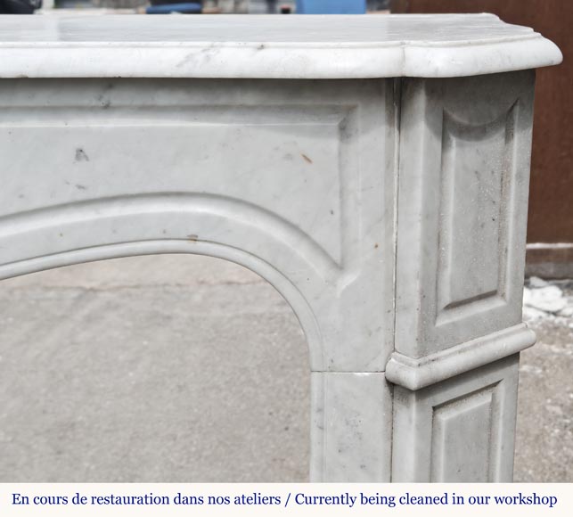 Louis XV style fireplace, Pompadour model, in Carrara marble Louis XV style fireplace, Pompadour model, in Carrara marble-6
