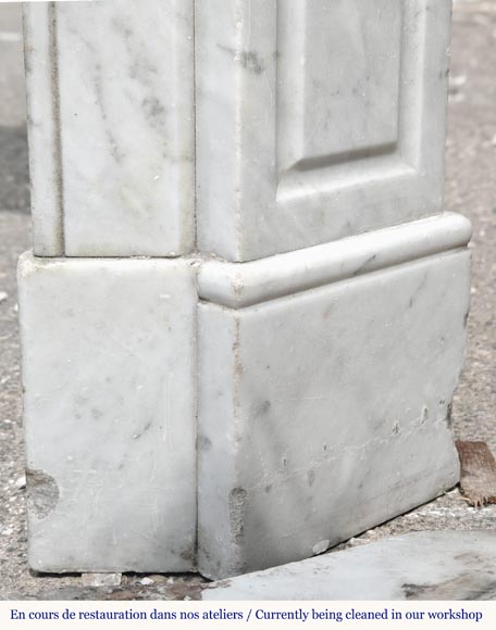 Louis XV style fireplace, Pompadour model, in Carrara marble Louis XV style fireplace, Pompadour model, in Carrara marble-7