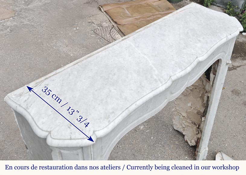 Louis XV style fireplace, Pompadour model, in Carrara marble Louis XV style fireplace, Pompadour model, in Carrara marble-9