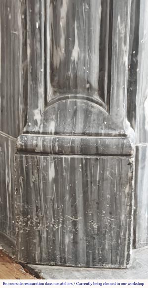 Louis XV style fireplace, Pompadour model, in blue Turquin marble Louis XV style fireplace, Pompadour model, in blue Turquin marble-4