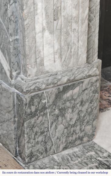 Louis XVI style fireplace with molded decoration, in green Campan marble Louis XVI style fireplace with molded decoration, in green Campan marble-4