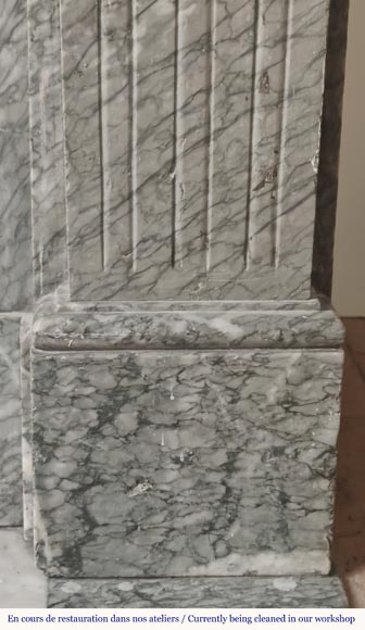 Louis XVI style fireplace with molded decoration, in green Campan marble Louis XVI style fireplace with molded decoration, in green Campan marble-6