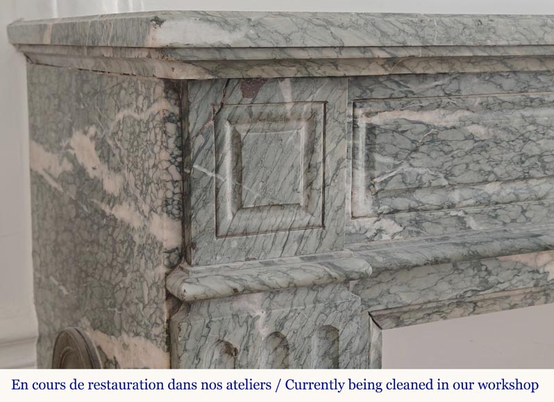 Louis XVI style molded fireplace in green Campan marble Louis XVI style molded fireplace in green Campan marble-3
