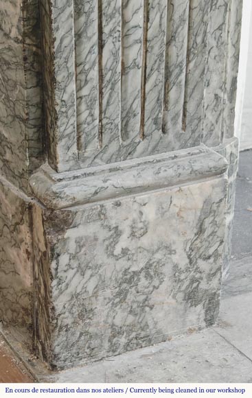 Louis XVI style molded fireplace in green Campan marble Louis XVI style molded fireplace in green Campan marble-4