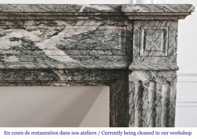 Louis XVI style molded fireplace in green Campan marble Louis XVI style molded fireplace in green Campan marble-6