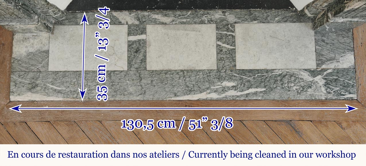 Louis XVI style molded fireplace in green Campan marble Louis XVI style molded fireplace in green Campan marble-8