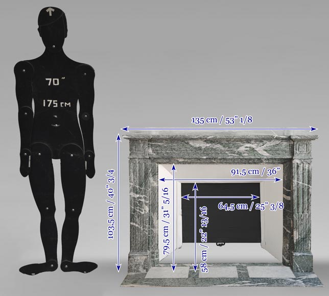 Louis XVI style molded fireplace in green Campan marble Louis XVI style molded fireplace in green Campan marble-10