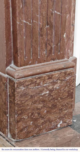 Louis XVI style fireplace in antique red marble Louis XVI style fireplace in antique red marble-3