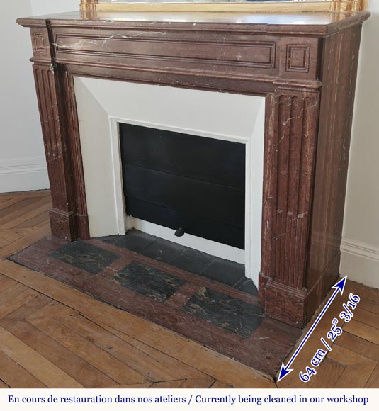 Louis XVI style fireplace in antique red marble Louis XVI style fireplace in antique red marble-4