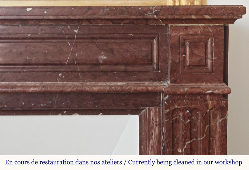 Louis XVI style fireplace in antique red marble Louis XVI style fireplace in antique red marble-5