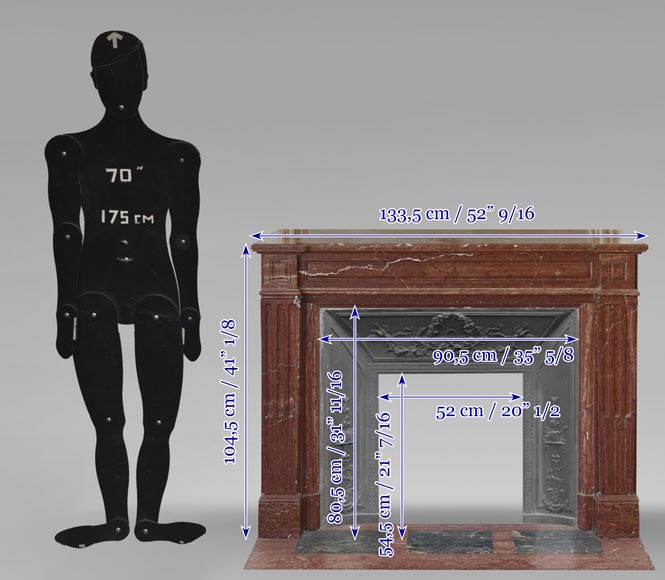 Louis XVI style fireplace in antique red marble Louis XVI style fireplace in antique red marble-9