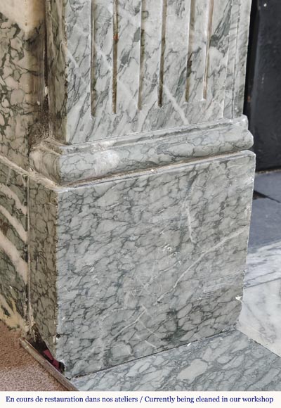 Louis XVI style fireplace molded in white-veined green Campan marble Louis XVI style fireplace molded in white-veined green Campan marble-4