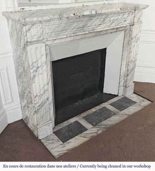 Louis XVI style fireplace in veined Carrara marble Louis XVI style fireplace in veined Carrara marble-2