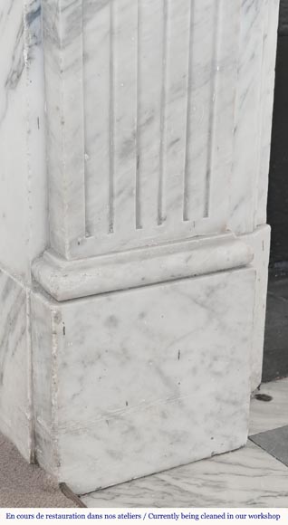 Louis XVI style fireplace in veined Carrara marble Louis XVI style fireplace in veined Carrara marble-4
