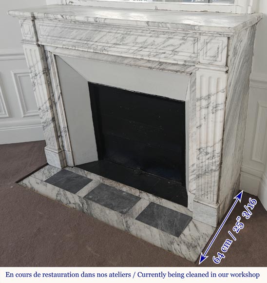 Louis XVI style fireplace in veined Carrara marble Louis XVI style fireplace in veined Carrara marble-5