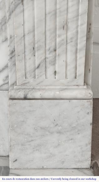 Louis XVI style fireplace in veined Carrara marble Louis XVI style fireplace in veined Carrara marble-6