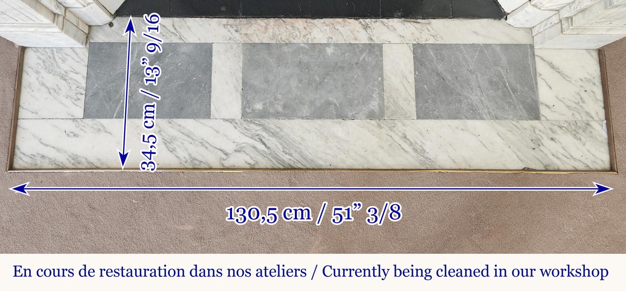 Louis XVI style fireplace in veined Carrara marble Louis XVI style fireplace in veined Carrara marble-7