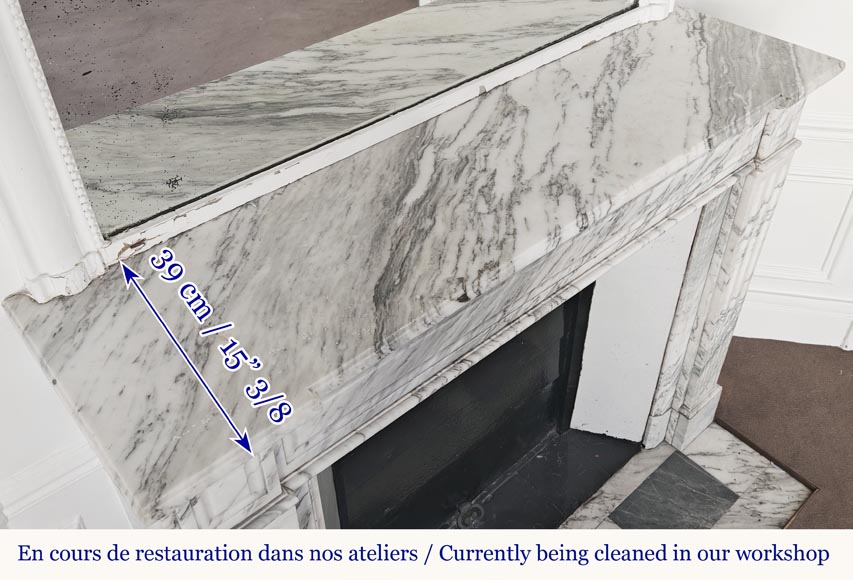 Louis XVI style fireplace in veined Carrara marble Louis XVI style fireplace in veined Carrara marble-8