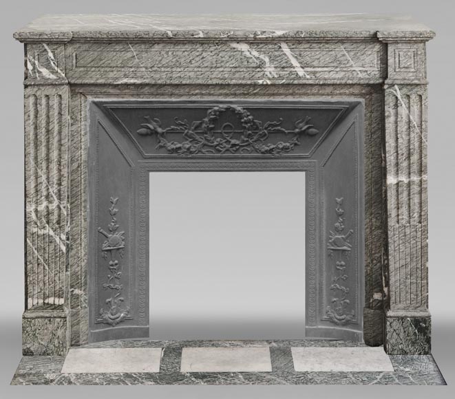 Louis XVI style fireplace in green Campan marble Louis XVI style fireplace in green Campan marble-0