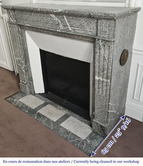 Louis XVI style fireplace in green Campan marble Louis XVI style fireplace in green Campan marble-4