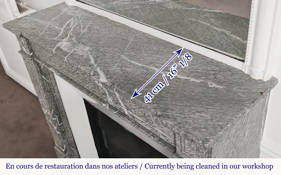 Louis XVI style fireplace in green Campan marble Louis XVI style fireplace in green Campan marble-8