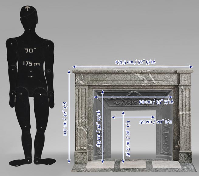 Louis XVI style fireplace in green Campan marble Louis XVI style fireplace in green Campan marble-9