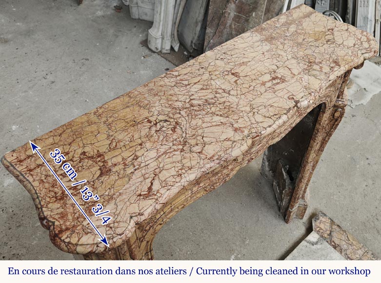 Louis XV style fireplace, Pompadour model, in brocatelle-type marble Louis XV style fireplace, Pompadour model, in brocatelle-type marble-9