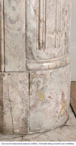 Louis XVI style fireplace with rounded corner, in Sarrancolin marble Louis XVI style fireplace with rounded corner, in Sarrancolin marble-6