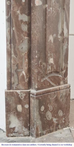 Louis XV style fireplace, Pompadour model, flat, in red marble from the North Louis XV style fireplace, Pompadour model, flat, in red marble from the North-6